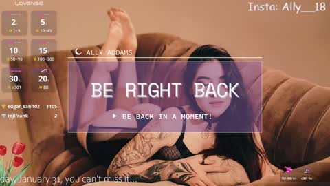 Snapshot of ally_addams chatting on January 25, 2025, 10:19 am Ally online show from January 25, 2025, 10:19 am