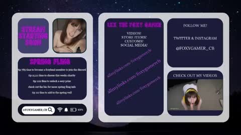 Snapshot of foxy_gamer chatting on May 29, 2026, 1:36 am Lex Vive foxygamer cb online show from May 29, 2026, 1:36 am