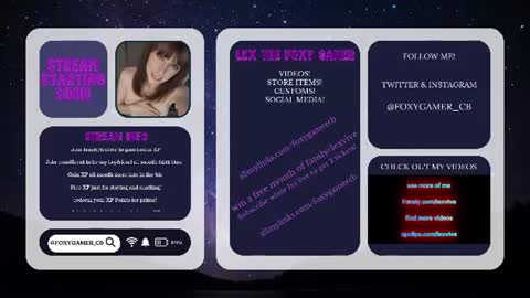 Lex Vive foxygamer cb online show from July 18, 2026, 12:59 am