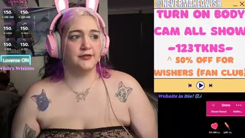 Snapshot of nevermakeawish chatting on June 26, 2026, 8:08 am Wishs Playground online show from June 26, 2026, 8:08 am