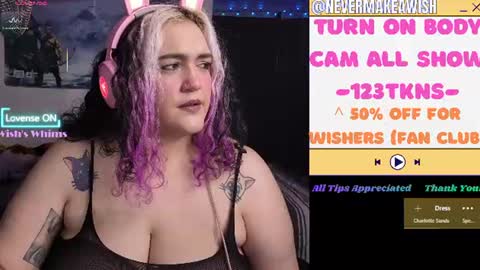 Snapshot of nevermakeawish chatting on July 17, 2026, 9:38 am Wishs Playground online show from July 17, 2026, 9:38 am