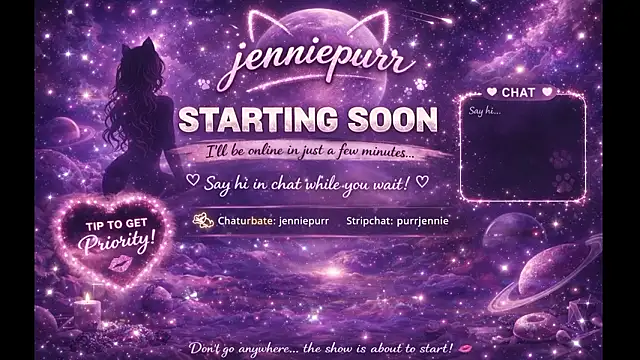 purrjennie online show from March 30, 2026, 6:25 am